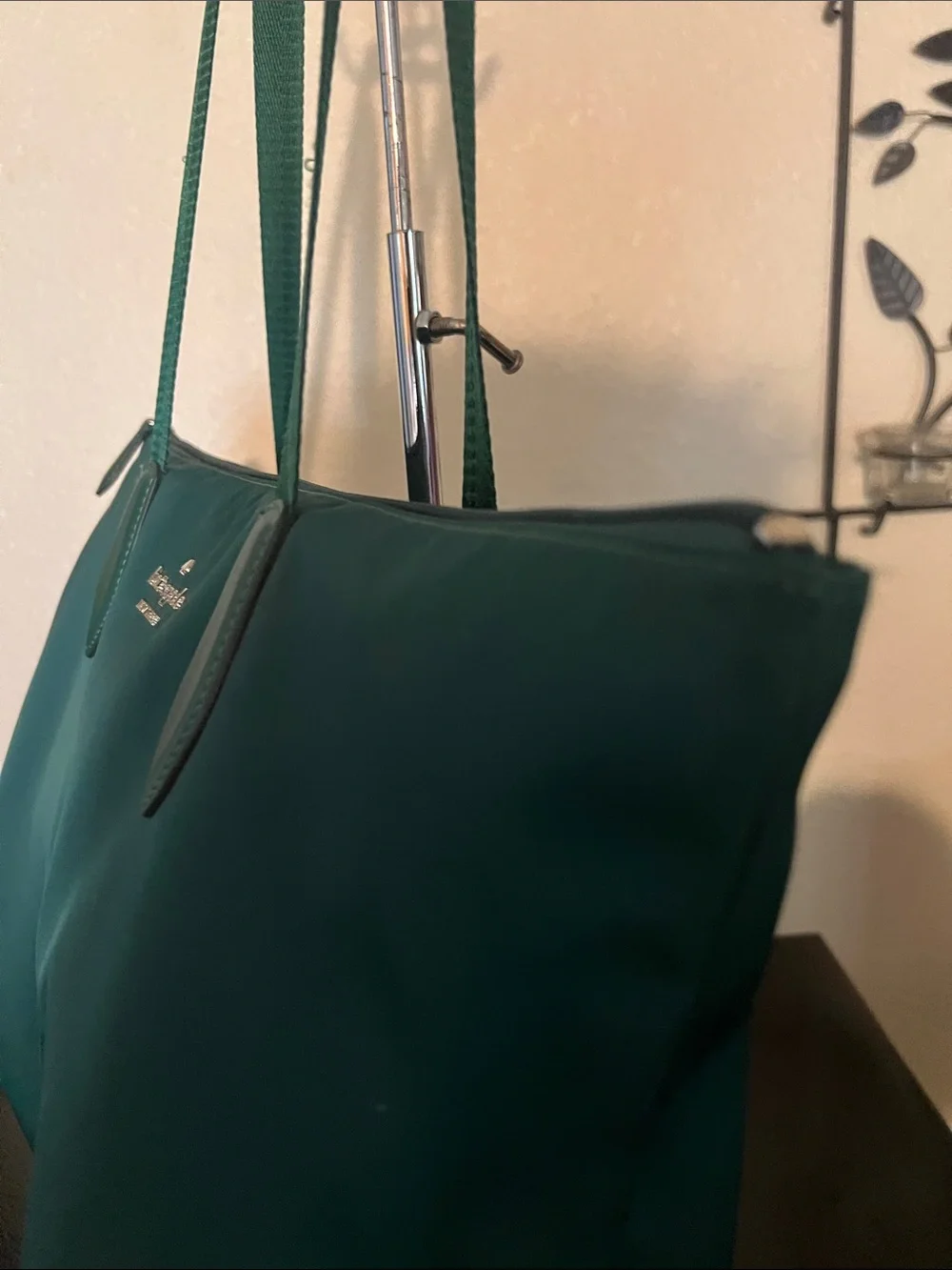kate spade emerald green nylon tote bag